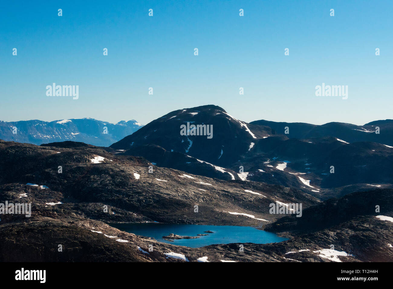 Gletschersee auf dem Berg, Narsarsuaq, Grönland Stockfoto