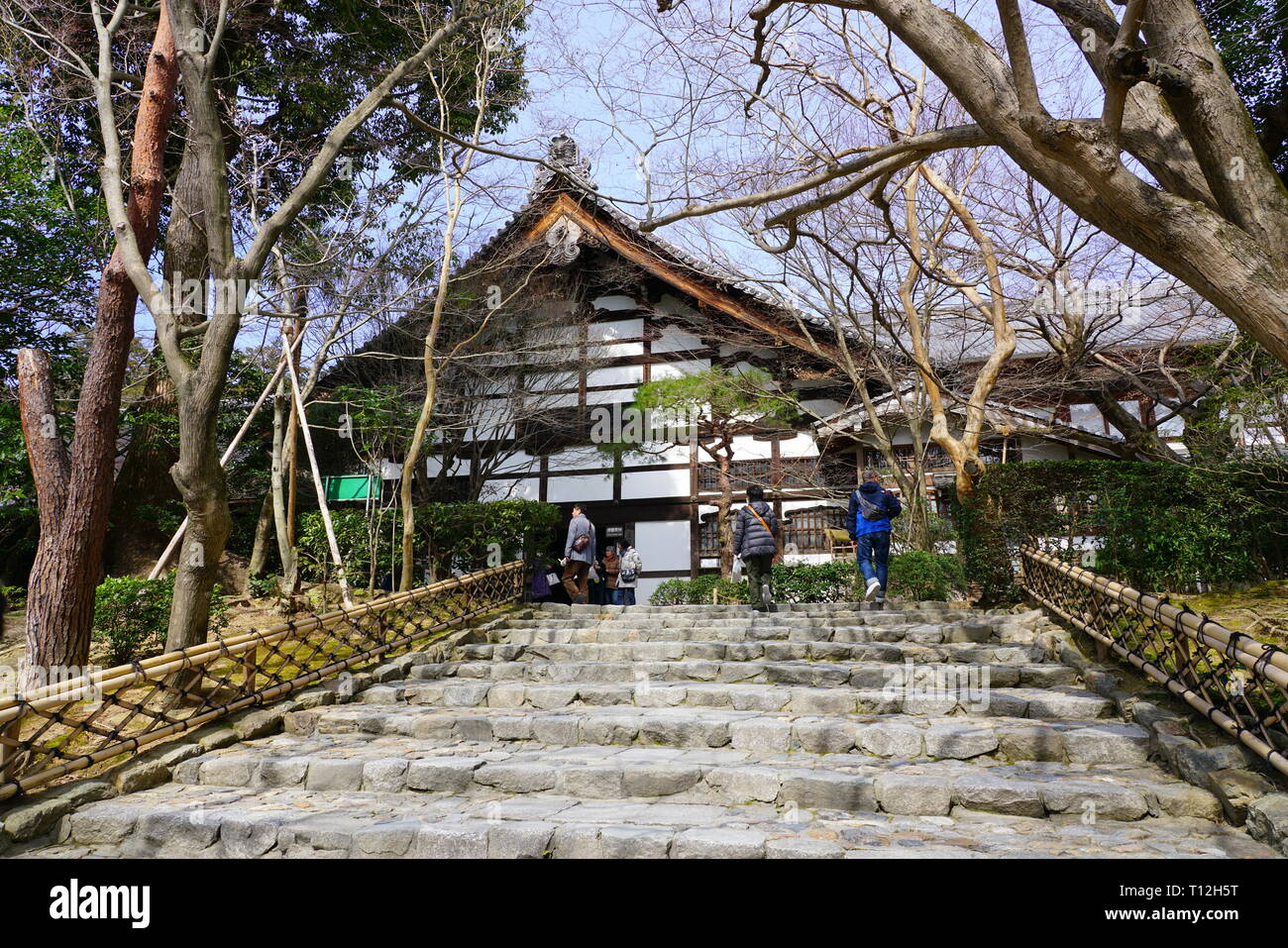 KYOTO, Japan - 24 Feb 2019 - Ansicht der Besichtigen (Ryoan-ji) Tempel des Myoshinji Schule der Rinzai Sekte in Kyoto, Japan. Stockfoto