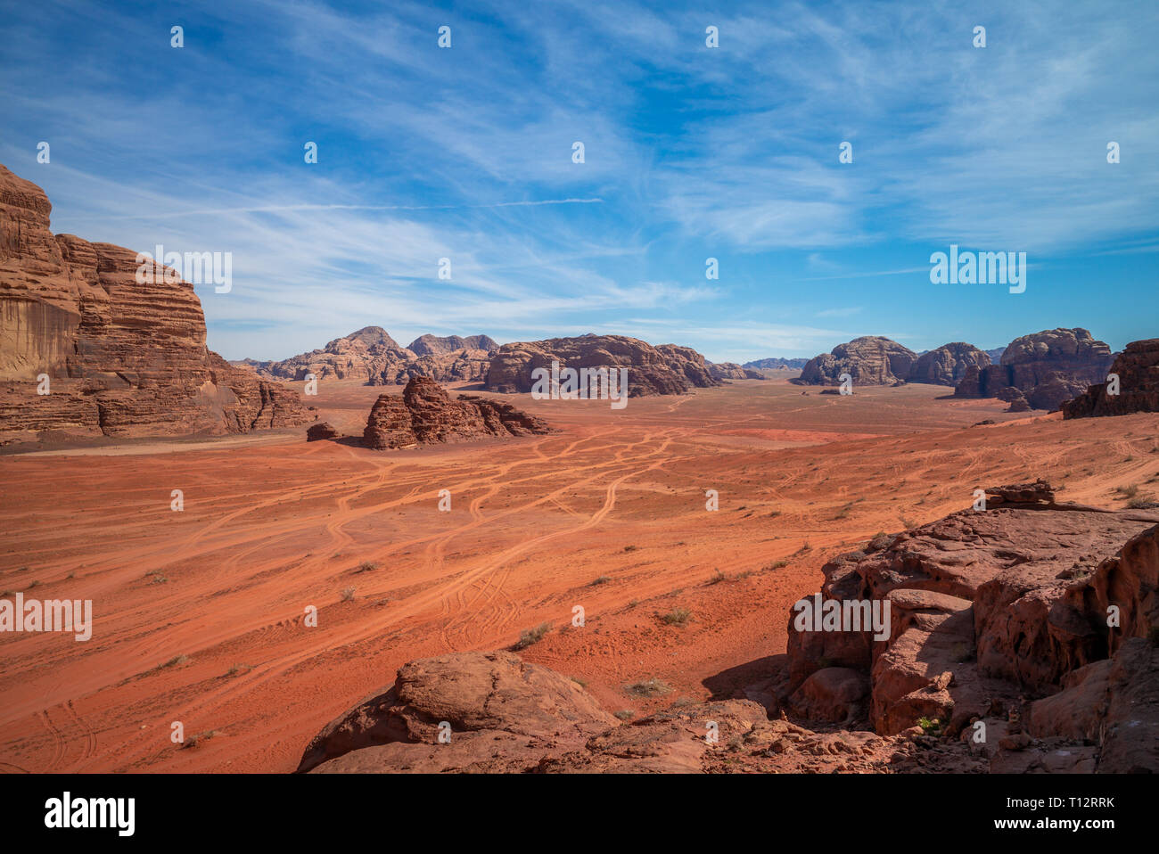 Wadi Rum Wüste, oder das Tal des Mondes, in Jordanien Stockfoto