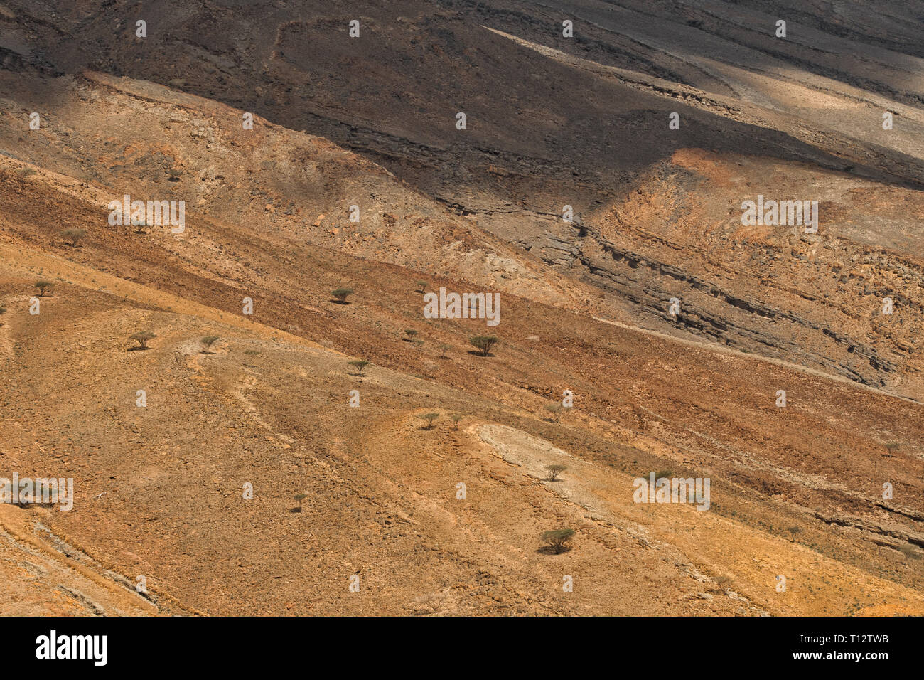 Fantastische Bergwelt. Ru'us al Jibal. al Hajar Berge. Musandam. Oman Stockfoto