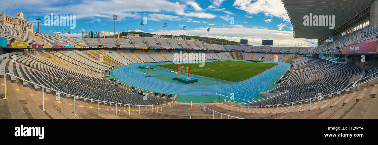 Berühmte Olympiastadion in Barcelona in Spanien. Von den Olympischen Spielen in 2012 statt. 25. 11. 2016 Spanien Stockfoto