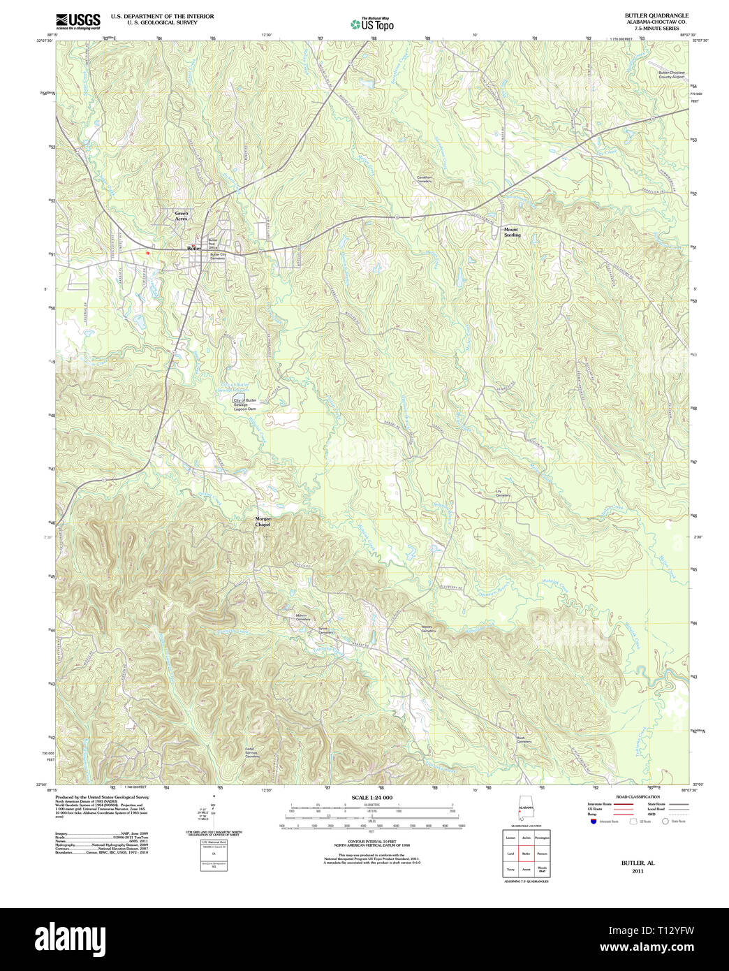 USGS TOPO Karte Alabama AL Butler 20111207 TM Stockfoto