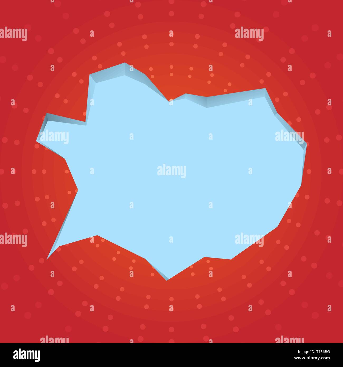 Leere Hellblauer Sprechblase in unregelmäßigen Schnittkante Form 3D-Stil, Hintergrund Design Business Konzept leere Raum modernen abstrakten Hintergrund Stock Vektor