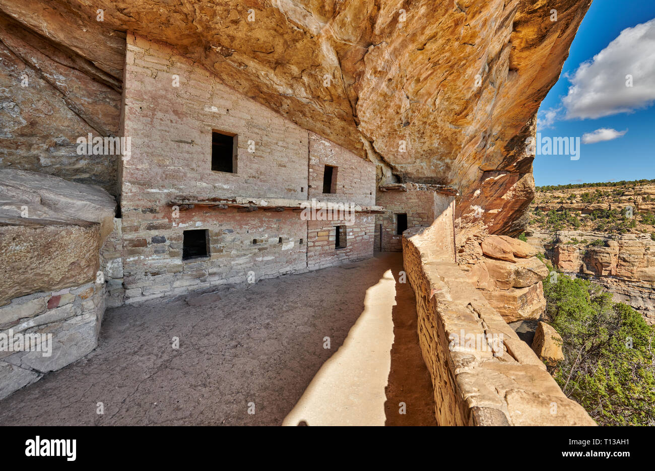 Balkon House, Cliff dwellings in Mesa-Verde-Nationalpark, UNESCO-Weltkulturerbe, Colorado, USA, Nordamerika Stockfoto