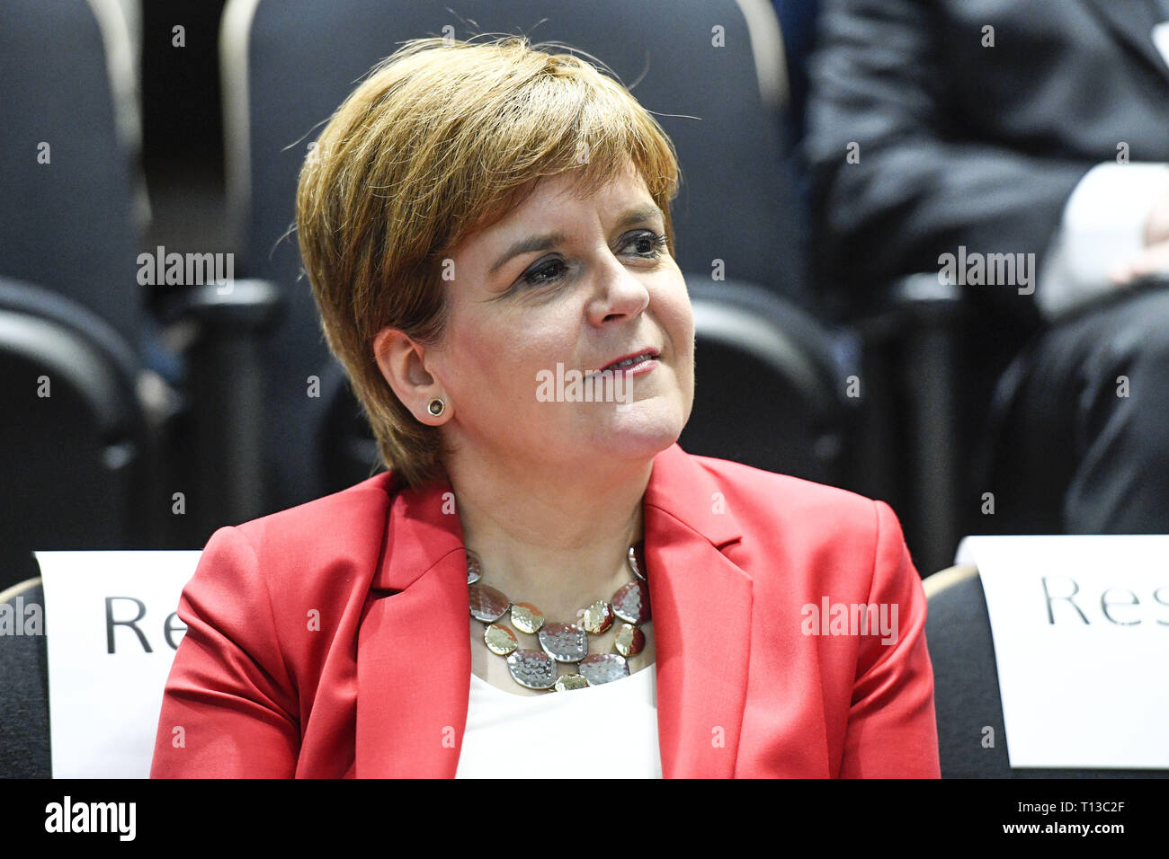 Der schottischen Ersten Minister spricht auf Schottlands International Marine Konferenz an der Universität Strathclyde mit: Nicola Sturgeon Wo: Glasgow, Großbritannien Wann: 20. Feb. 2019 Credit: Euan Kirsche / WANN Stockfoto