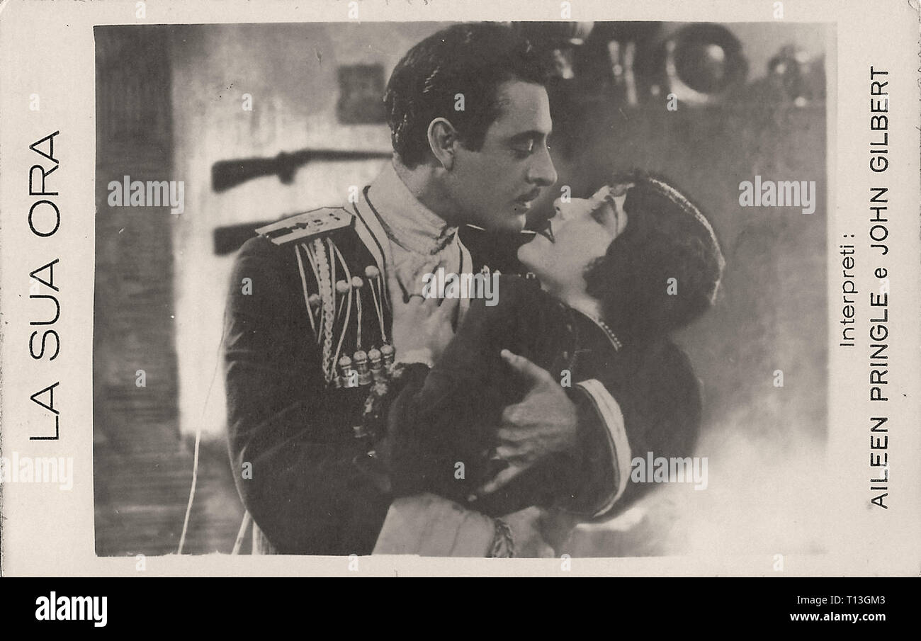 Werbemittel Fotografie von John Gilbert und Aileen Pringle in seiner Stunde (1924) - stummfilmzeit Stockfoto