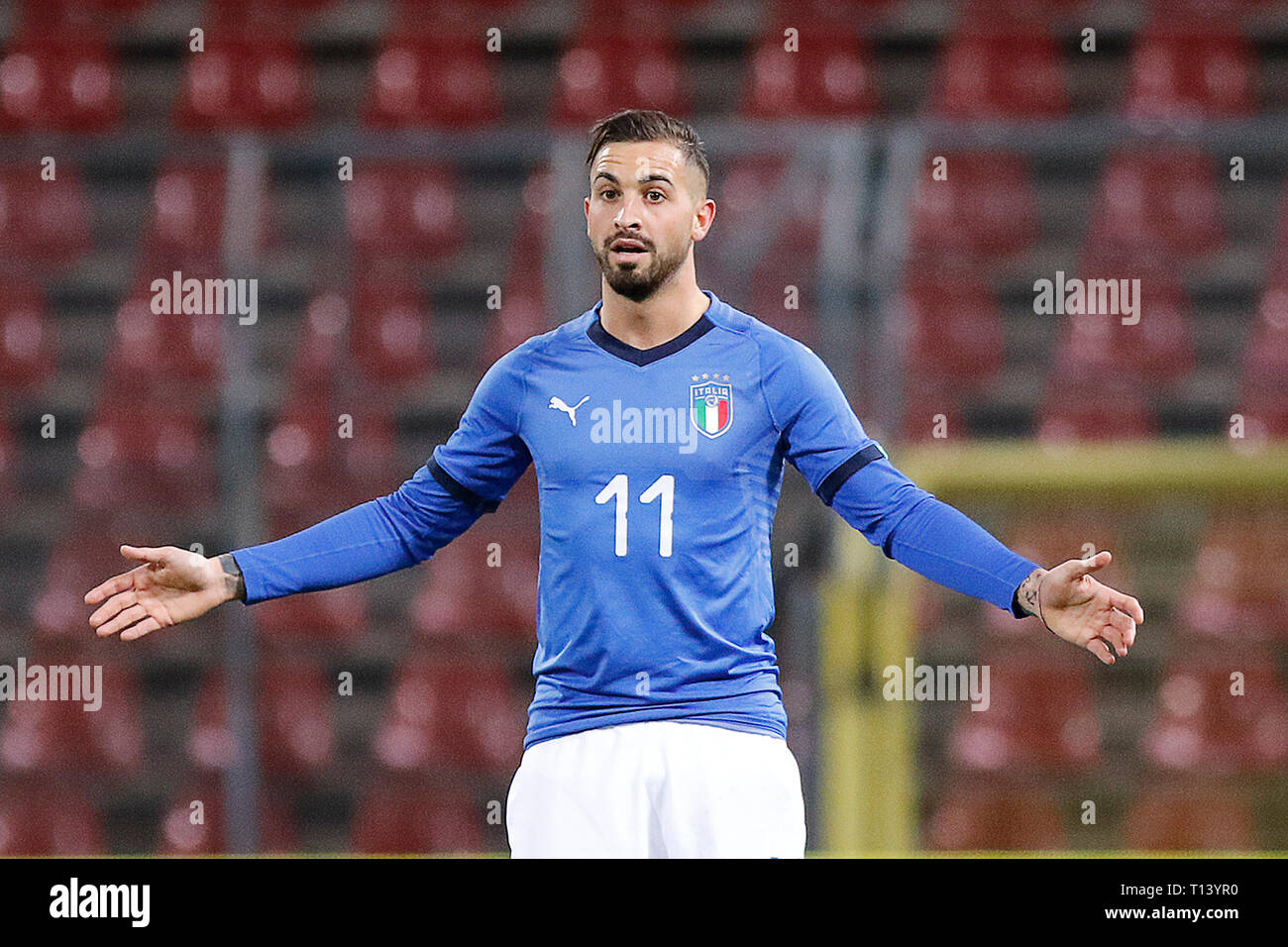 Foto Paola Garbuio/LaPresse 21 Marzo 2019 Trieste, Italia sport calcio Italia vs Österreich, Amichevole unter 21 - 2018/2019 - stadio Nereo Rocco Nella Foto: parigini Vittorio Foto Paola Garbuio/LaPresse März 21, 2019 Triest, Italien Sport Fussball Italia vs Österreich, Amichevole unter 21 2018/2019 - stadio Nereo Rocco In der Pic: parigini Vittorio Stockfoto