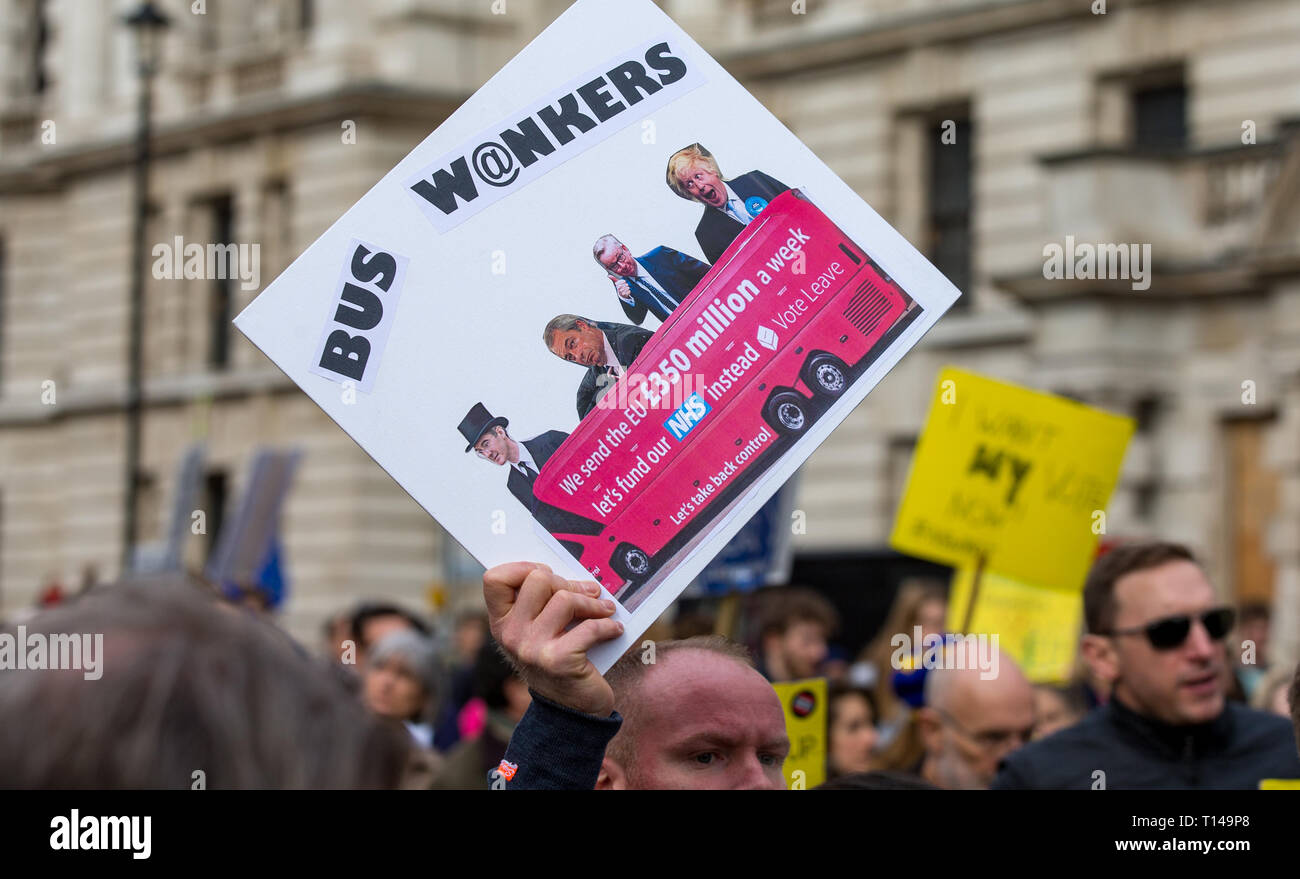 London, Großbritannien. 23. März, 2019. Tausende steigen auf London für Ihn zu den Protest anspruchsvolle ein zweites Referendum in einem BREXIT März in London am 23. März 2019. Foto von Andy Rowland. Credit: Andrew Rowland/Alamy leben Nachrichten Stockfoto