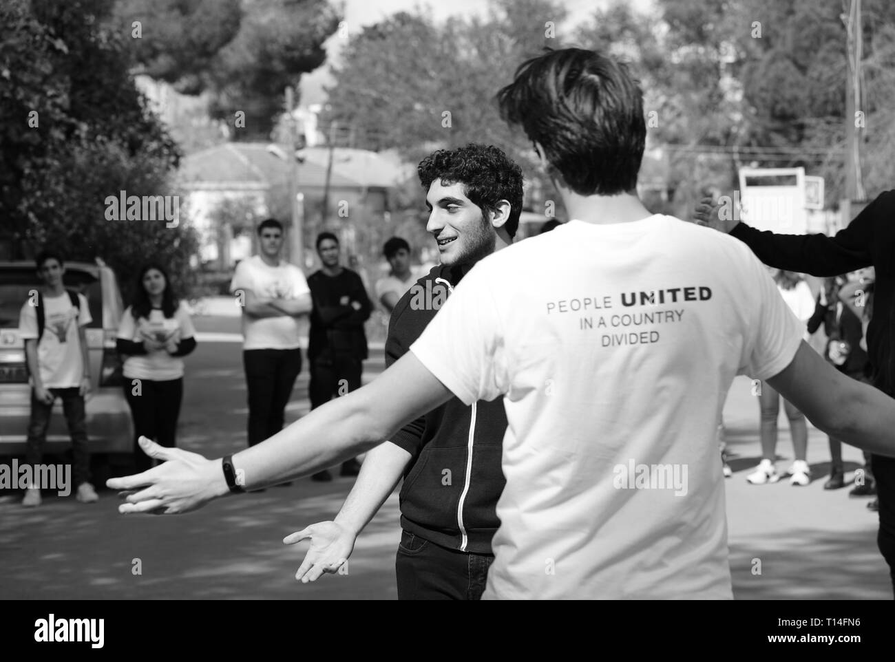 Die bi-kommunale Zypern Freundschaft Programm zielt darauf ab, die Bande der Freundschaft und des Vertrauens unter den Jugendlichen der Gemeinschaften von Zypern zu erstellen. Stockfoto