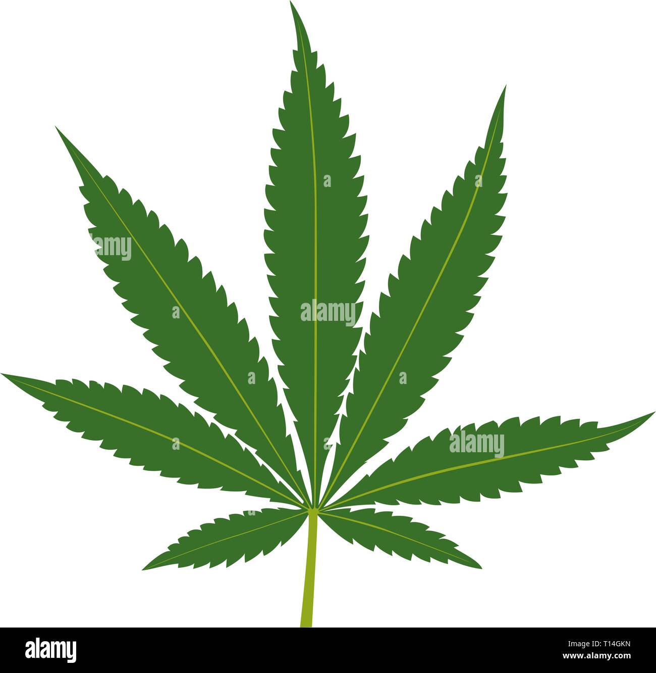 Cannabis Blatt auf weißem Hintergrund. Marihuana Silhouette. Vector Illustration. Stock Vektor