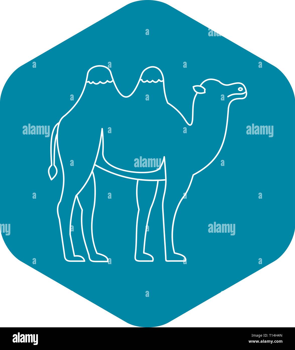 Baktrischen Kamel Symbol, Umriss-Stil Stock Vektor