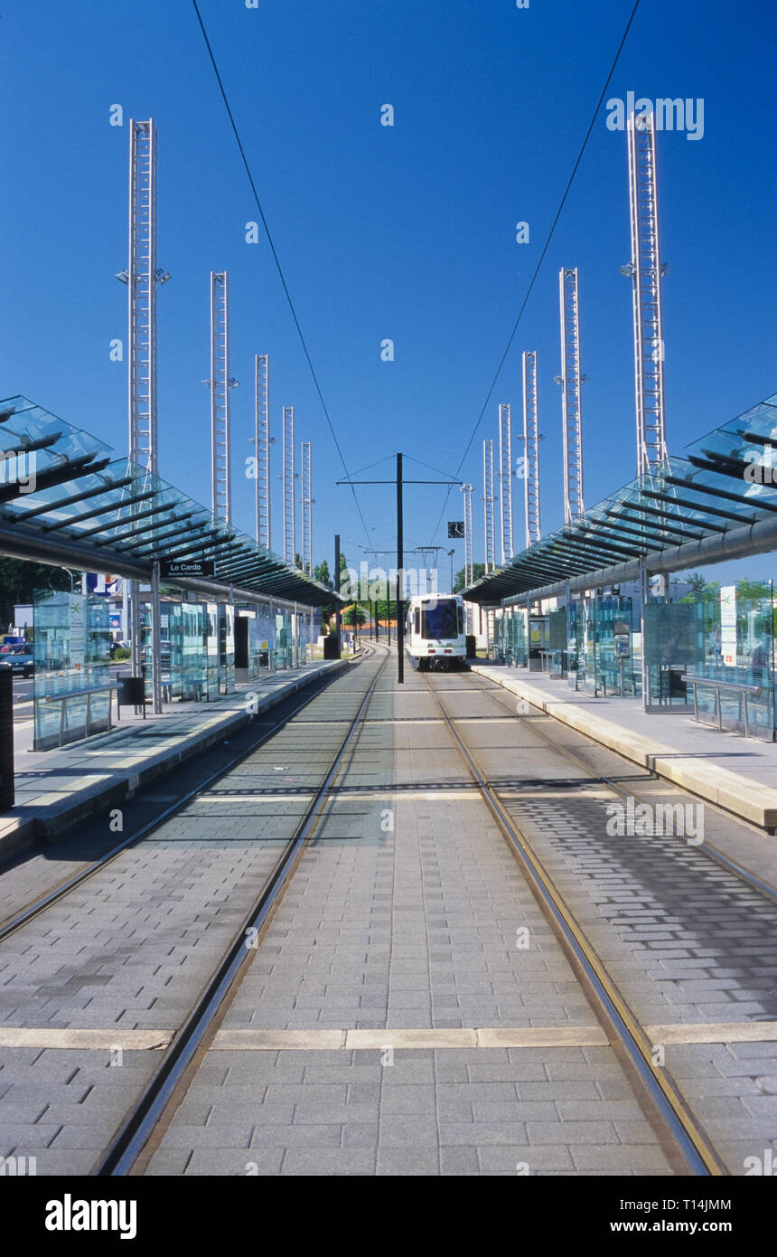 Nantes, Straßenbahn, Station Le Cardo Stockfoto