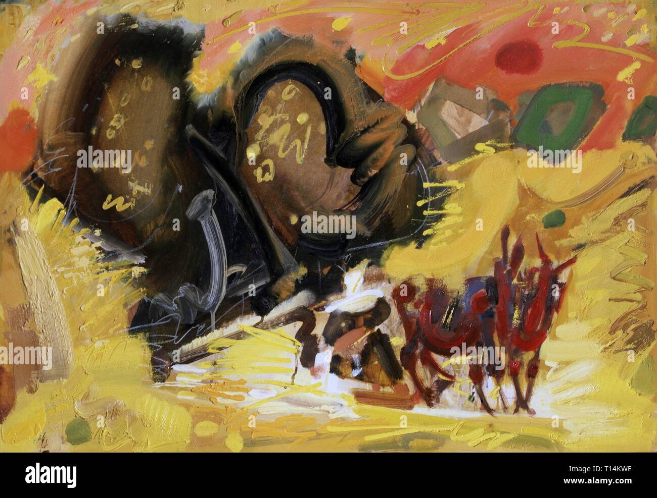 DELGADO, ALVARO PINTOR ESPAÑOL. MADRID 1922 - 2016 'ERA', OLEO SOBRE LIENZO ATENCION: AUTOR CONTEMPORANEO SUJETO EIN COPYRIGHT ©. EL CLIENTE FINAL ES RESPONSABLE DE LA GESTION DE LOS DERECHOS DE AUTOR CON LAS SOCIEDADES EXISTENTES DE GESTION DE DERECHOS O DIRECTAMENTE CON LOS ORGANISMOS TITULARES DE LOS MISMOS. Thema: ALVARO DELGADO (1922-2016). Stockfoto