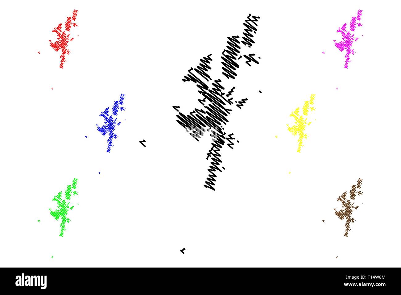 Shetland Inseln (Vereinigtes Königreich, Schottland, lokale Regierung in Schottland) Karte Vektor-illustration, kritzeln Skizze Zetland (Nördliche Inseln) Karte anzeigen Stock Vektor