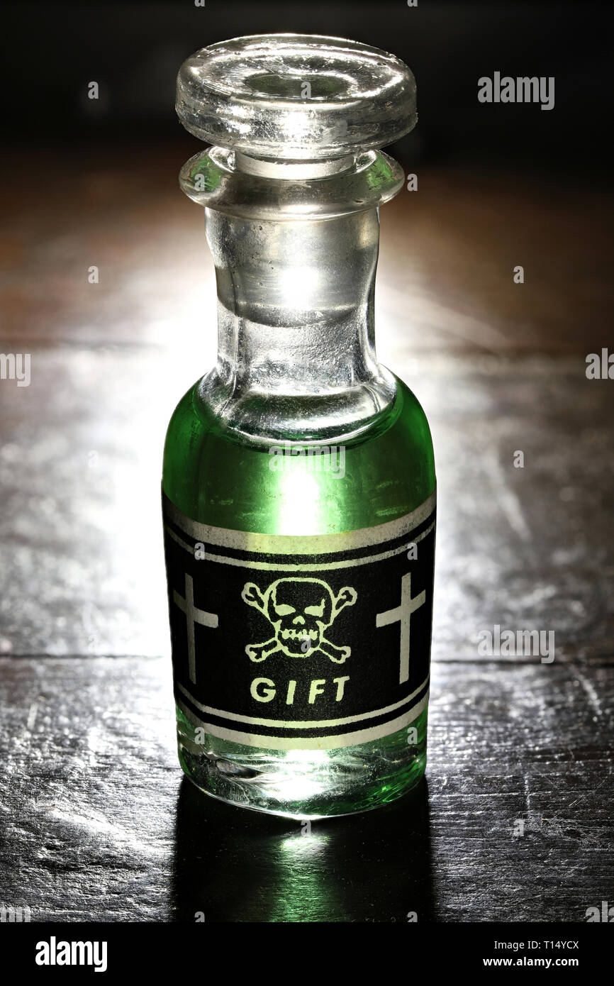Jahrgang Deutsche Glas Flasche Gift Stockfoto