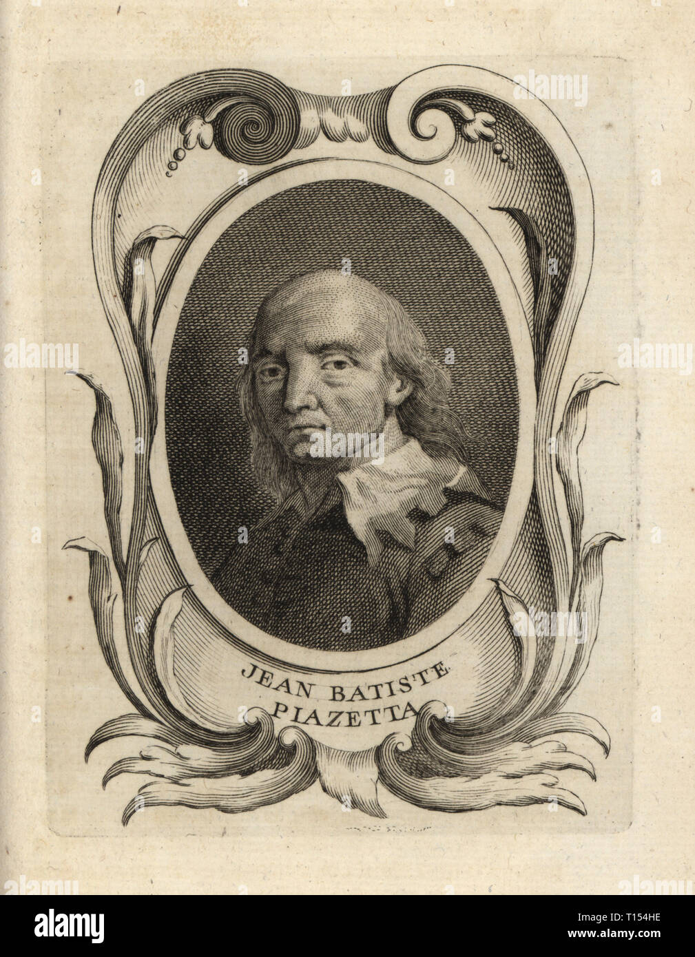 Portrait von Giovanni Battista Piazzetta, italienischer Maler des Rokoko 1682-1754. Jean Batist Piazetta. Kupferstich nach Giovanni Marco Pitteri von Antoine-Joseph Dezallier d'Argenville des Abrege de la vie des plus fameux Peintres, Leben der berühmtesten Künstler, de Bure l'aine, Paris, 1762. Stockfoto