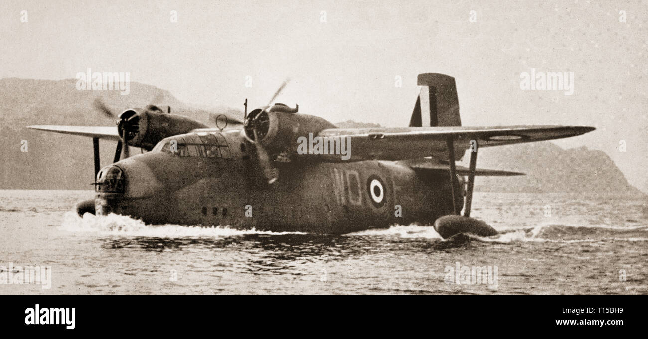 Ein saunders-roe A. 36 Lerwick war eine britische flying Boot auf dem Wasser. Es wurde mit dem Short Sunderland in Royal Air Force Coastal Command verwendet werden soll, aber es war eine fehlerhafte Konstruktion und nur eine kleine Anzahl wurden gebaut. Sie hatten einen schlechten Service und eine hohe Unfallrate; von 21 Flugzeugen, 10 waren zu Unfällen verloren und eine aus einem unbekannten Grund. Stockfoto