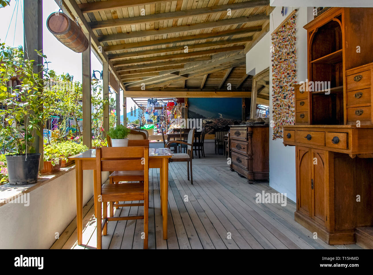 Mugla, Türkei, 3. Juni 2012: Cafe im Gökova, Akyaka Stockfoto