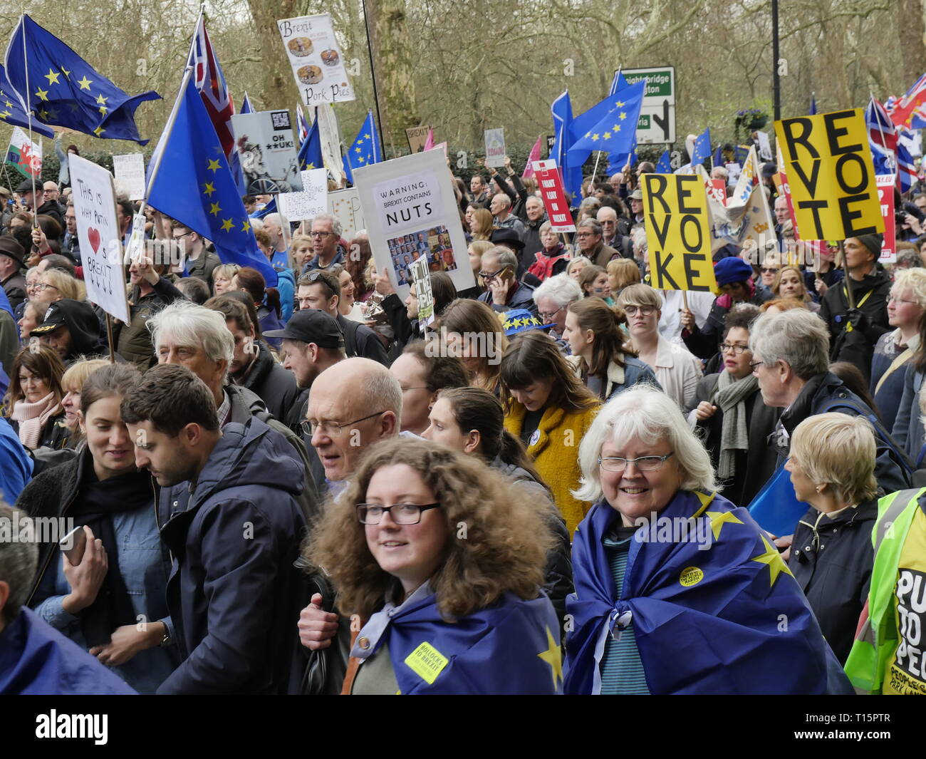 London, England. 23. März, 2019. Tausende von Menschen März nach Westminster ein zweites Referendum, ob Großbritannien die EU verlassen sollte zu verlangen. Credit: Anna Stowe/Alamy leben Nachrichten Stockfoto