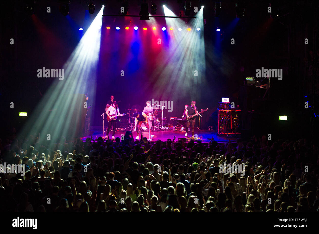 Glasgow, UK. 23. März 2019. Im Bild: (vorne: links - rechts) Owen Cardiff - Gitarre; Ryan Hennessy - Gitarre & Gesang; Cliff Deane - Bass. (Hintergrund) Jimmy Rainsford - Drums. Dieses Bild ist eine irische Rockband in Irland, die aus Ryan Hennessy, Jimmy Rainsford, Owen Cardiff und Cliff Deane. 2017 veröffentlichten sie ihr Debütalbum, die auf der irischen Charts eingetragen. Credit: Colin Fisher/Alamy leben Nachrichten Stockfoto