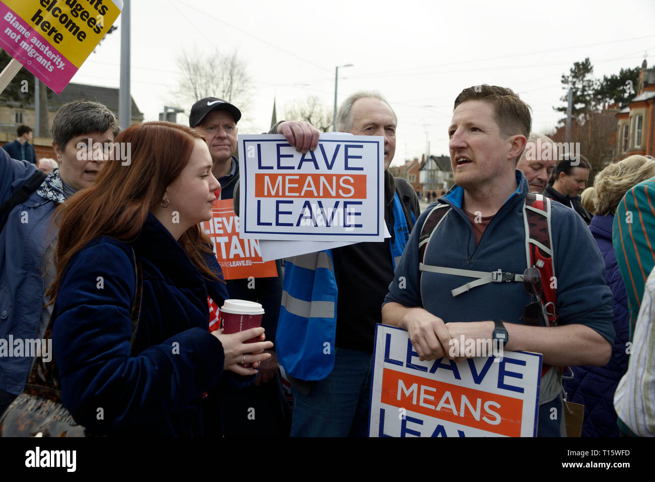 Nottingham, UK. 23 Mär, 2019. Verlassen bedeutet marchers verlassen, in Beeston, Nottingham Credit: Chris Whiteman/Alamy leben Nachrichten Stockfoto