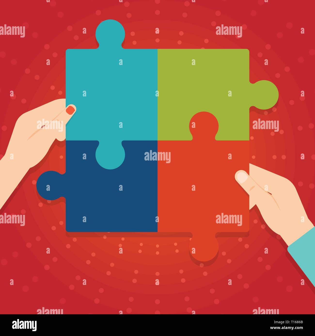 Vier Leere Multi Color Puzzle Fliese Stucke Zusammen Durch Menschliche Hande Geschaftskonzept Leere Vorlage Kopieren Raum Isoliert Poster Gutscheine Promo Stock Vektorgrafik Alamy