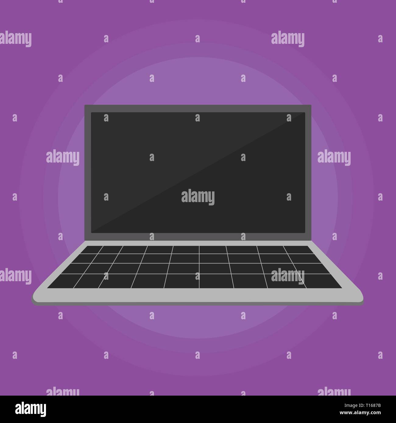 Laptop mit Raster Design Tastatur und leeren schwarzen Bildschirm auf pastellfarbenen Hintergrund Design Business Konzept leeren Text kopieren für Web Banner Werbemittel materia Stock Vektor