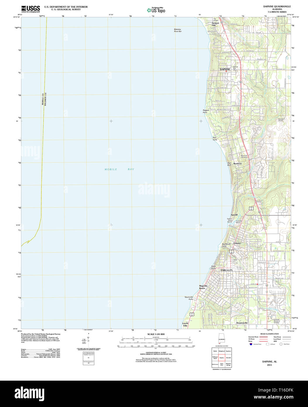 USGS TOPO Karte Alabama AL Daphne 20110921 TM Stockfoto