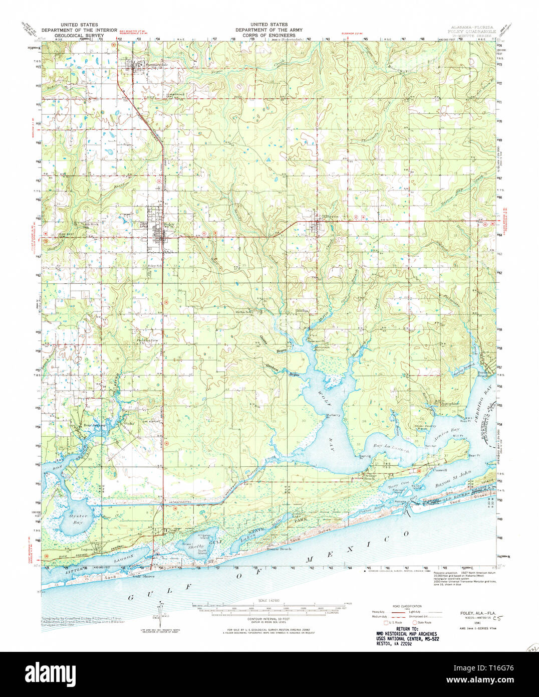 USGS TOPO Karte Alabama AL Foley 305578 1941 62.500 Stockfoto