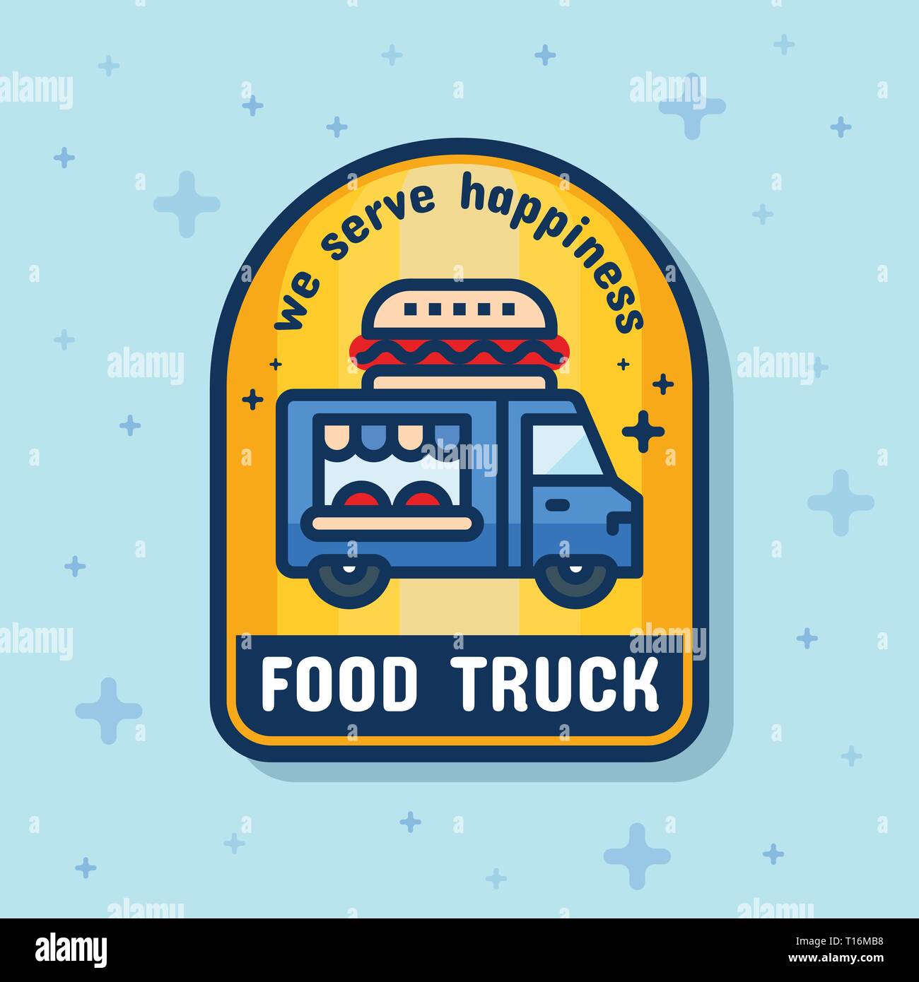 Essen Truck Service Abzeichen Banner. Vector Illustration Stock Vektor