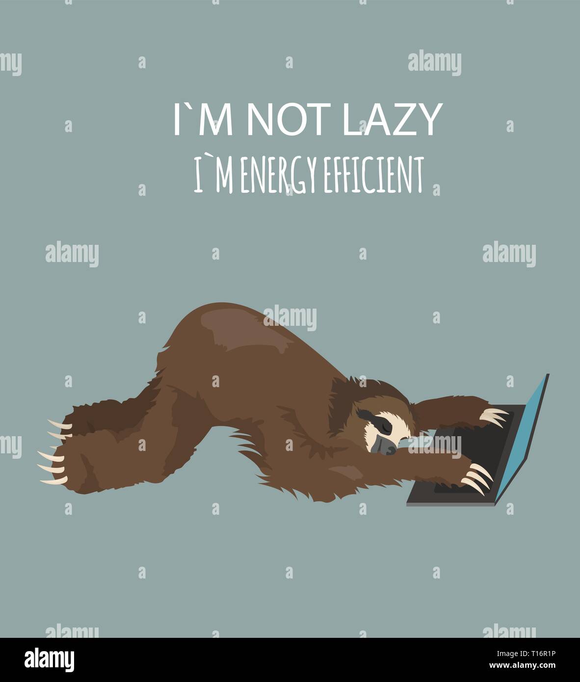 Die Geschichte von einem Faultier. Bei der Arbeit, zu studieren. Lustige cartoon Faultiere in verschiedenen Haltungen. Vector Illustration Stock Vektor