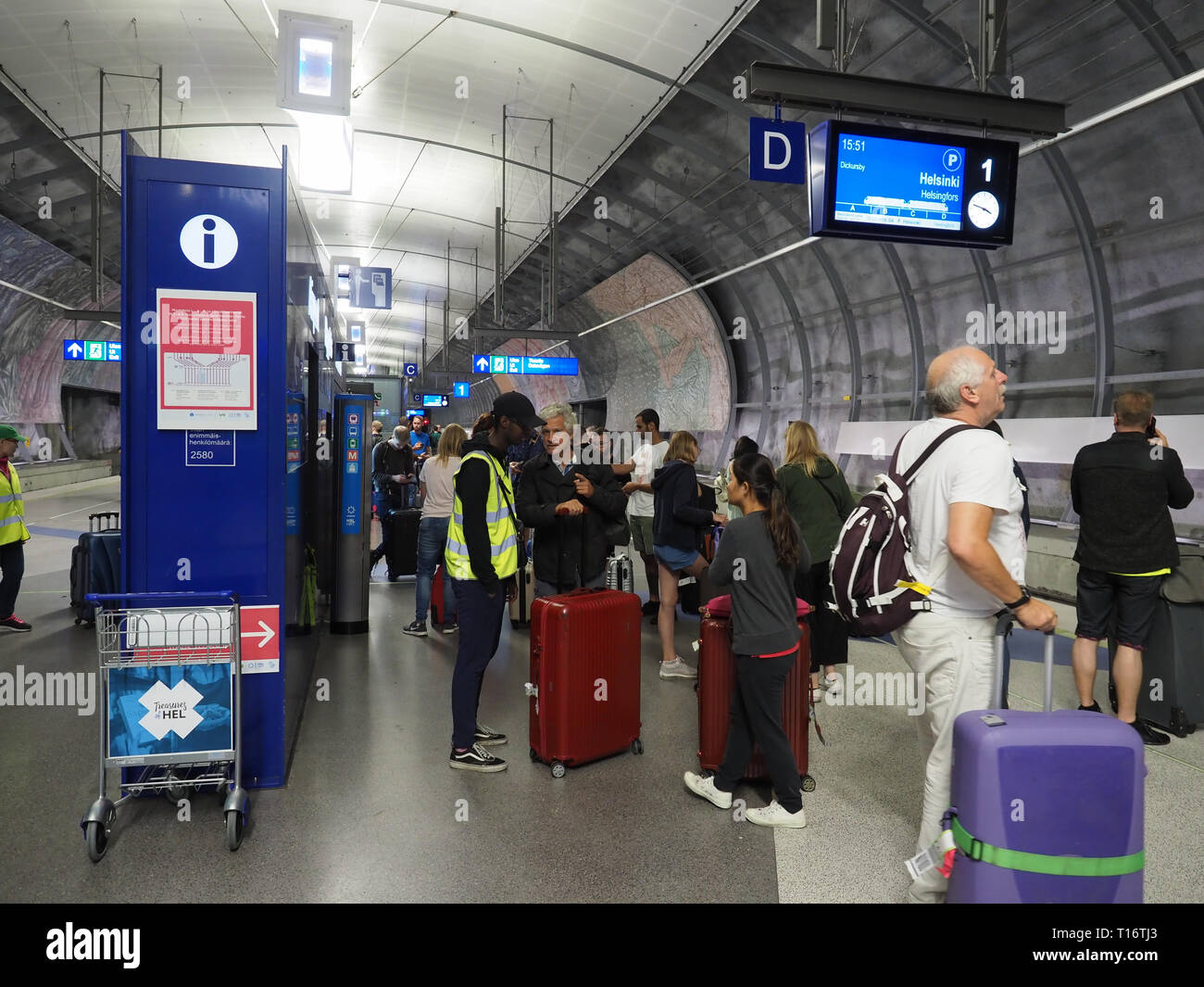 Helsinki, Finnland - 23. Juli 2018: Die aviapolis Bahnhof am Flughafen von Helsinki. Stockfoto