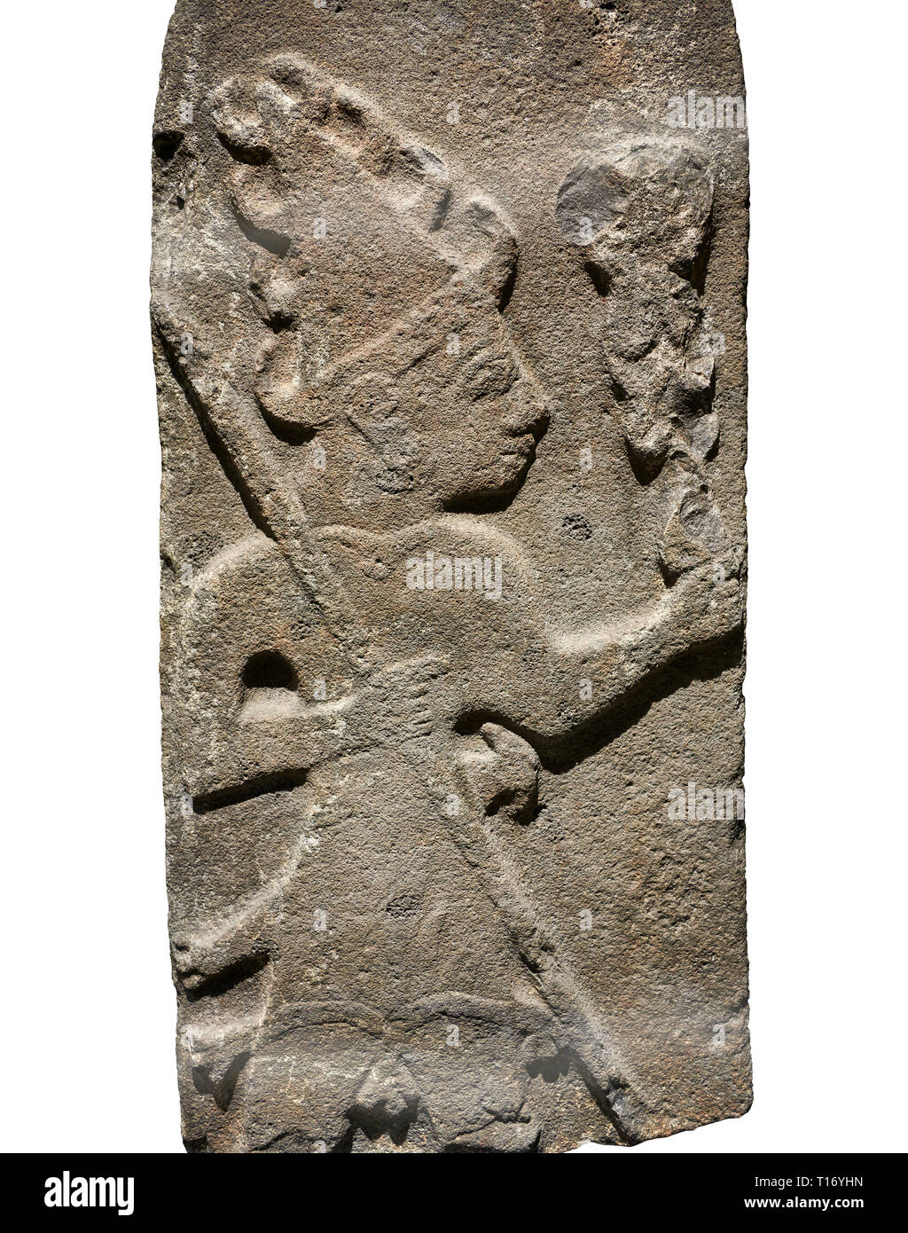 Hethiter monumentale Relief ofa Gott wahrscheinlich Holding Fangstangen. Ende der hethitischen Zeit - 900-700 BC. Archäologisches Museum Adana, Türkei. Erneut Stockfoto