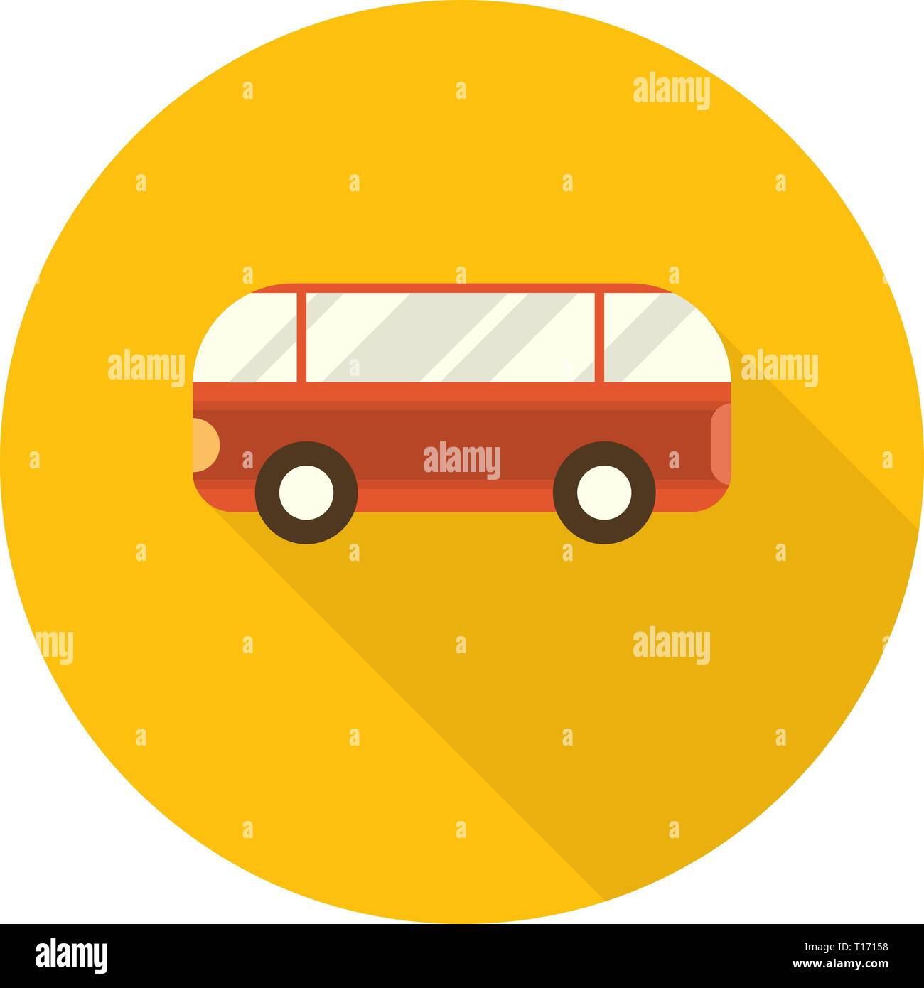 Vector Illustration. Flaches Design runden Symbol mit Bus. Stock Vektor