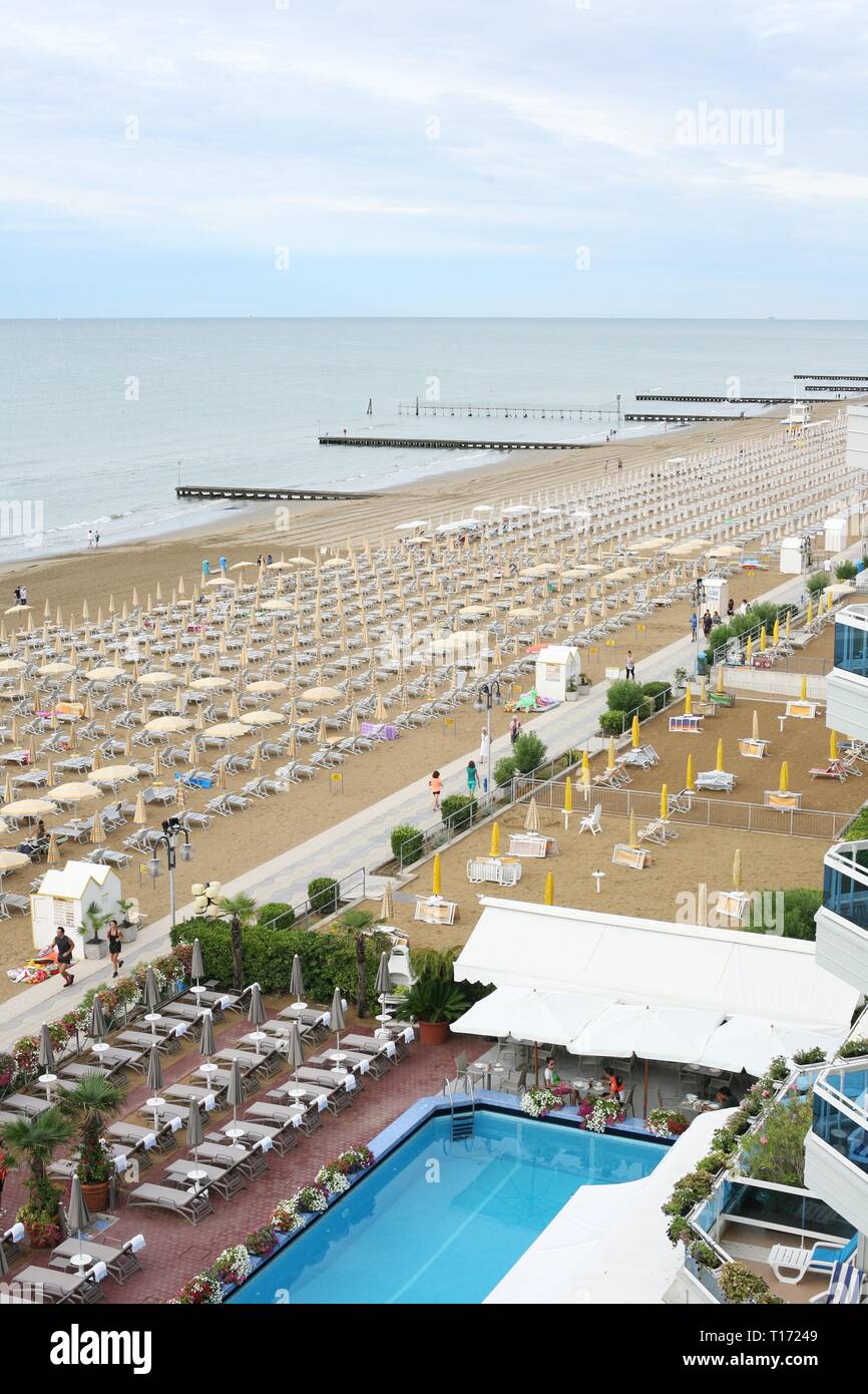 Das Lido di Jesolo ist der Strand von Jesolo, in der Provinz von Venedig, Italien. Stockfoto