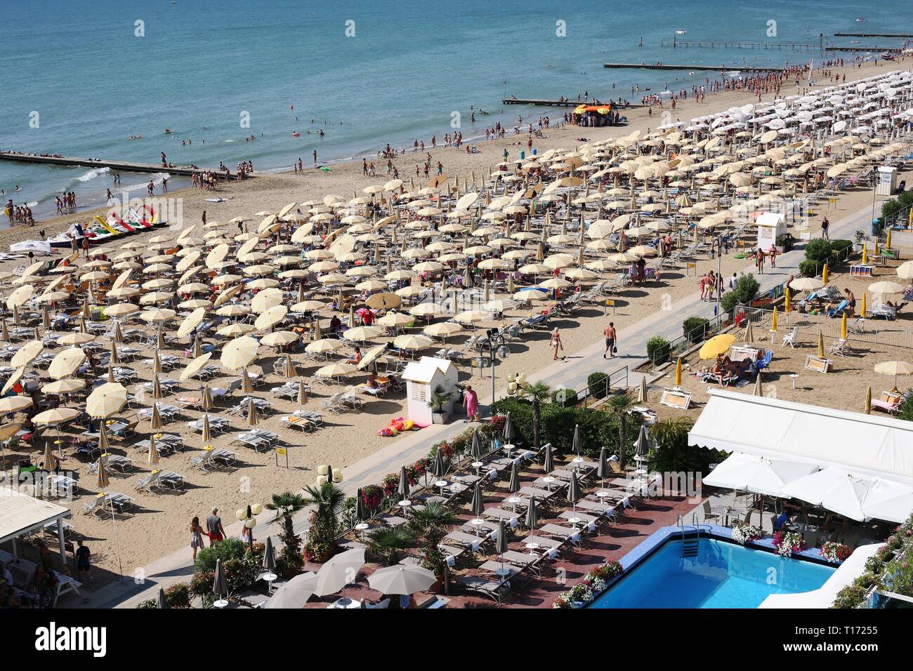 Das Lido di Jesolo ist der Strand von Jesolo, in der Provinz von Venedig, Italien. Stockfoto