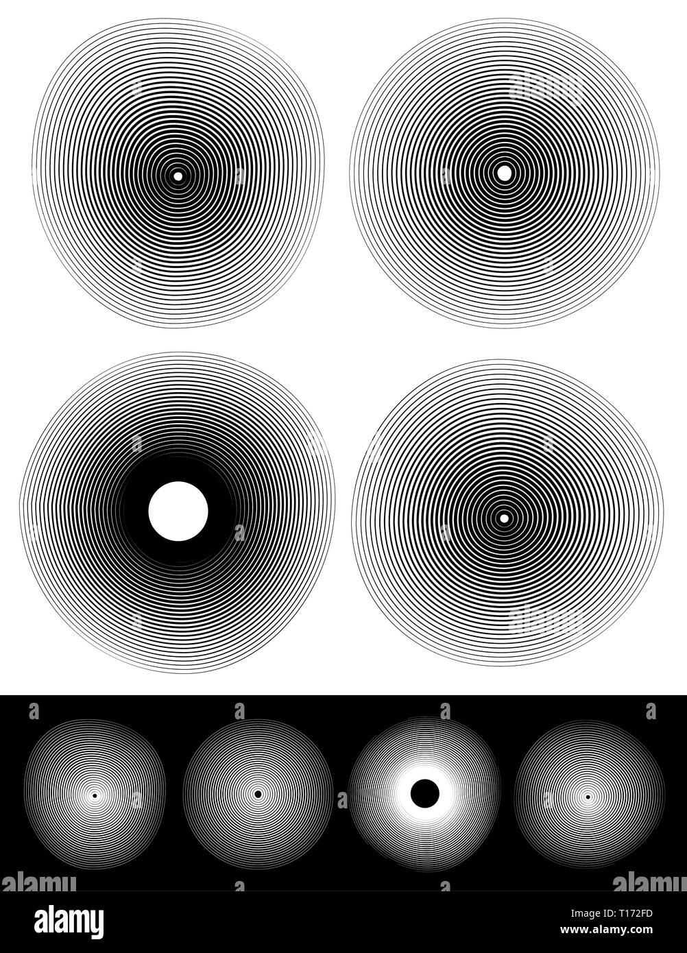 Konzentrische Kreise mit Verformung und Wirkung Stockfoto