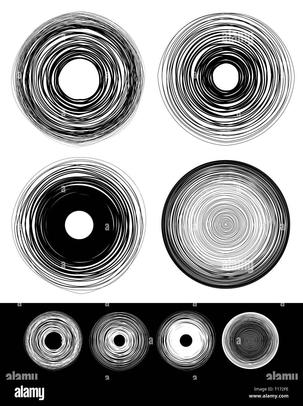 Konzentrische Kreise mit Verformung und Wirkung Stockfoto