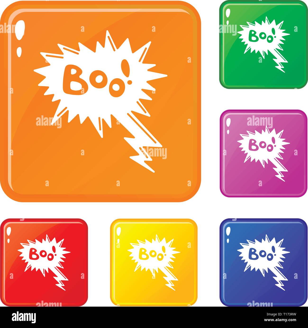 Buh Sprechblase Icons Set Vector Farbe Stock Vektor