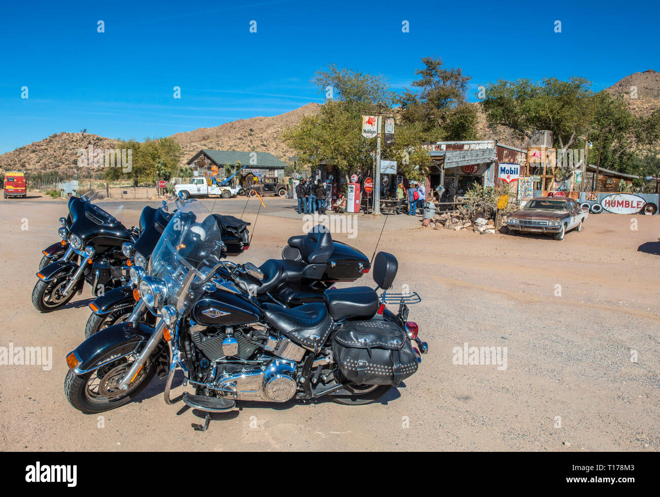 USA, Florida, ROUTE 66, auf Route 66 in Hackberry General Store geparkt, zwischen Kingman und Seligman. Stockfoto