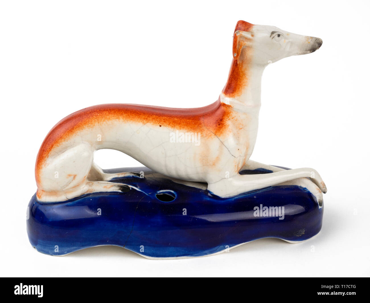 Einzigen antiken Staffordshire Töpferei Tintenfässer oder Stifthalter mit verstellbaren Greyhounds und Whippets Stockfoto