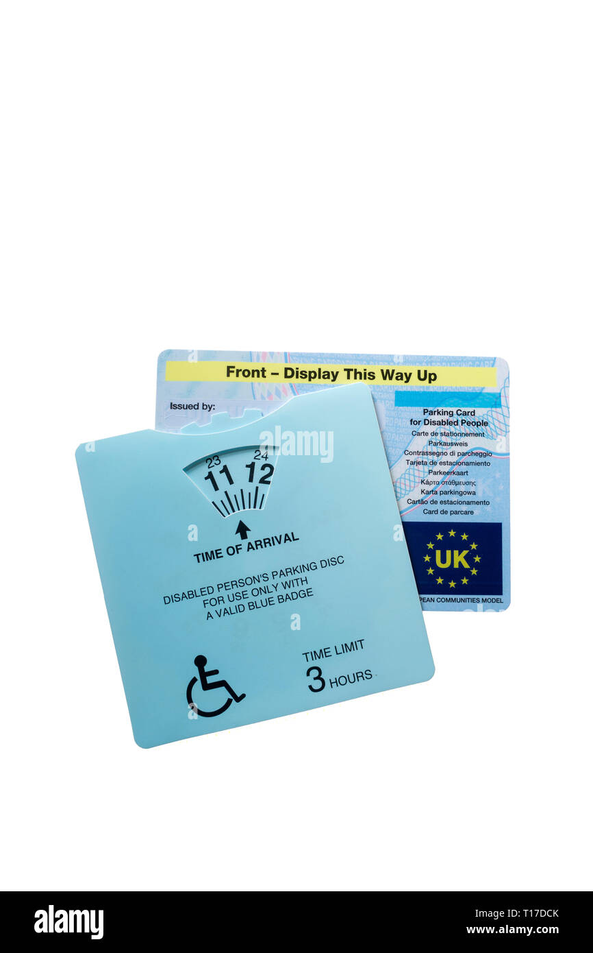 Blue Badge Parkscheibe Stockfoto