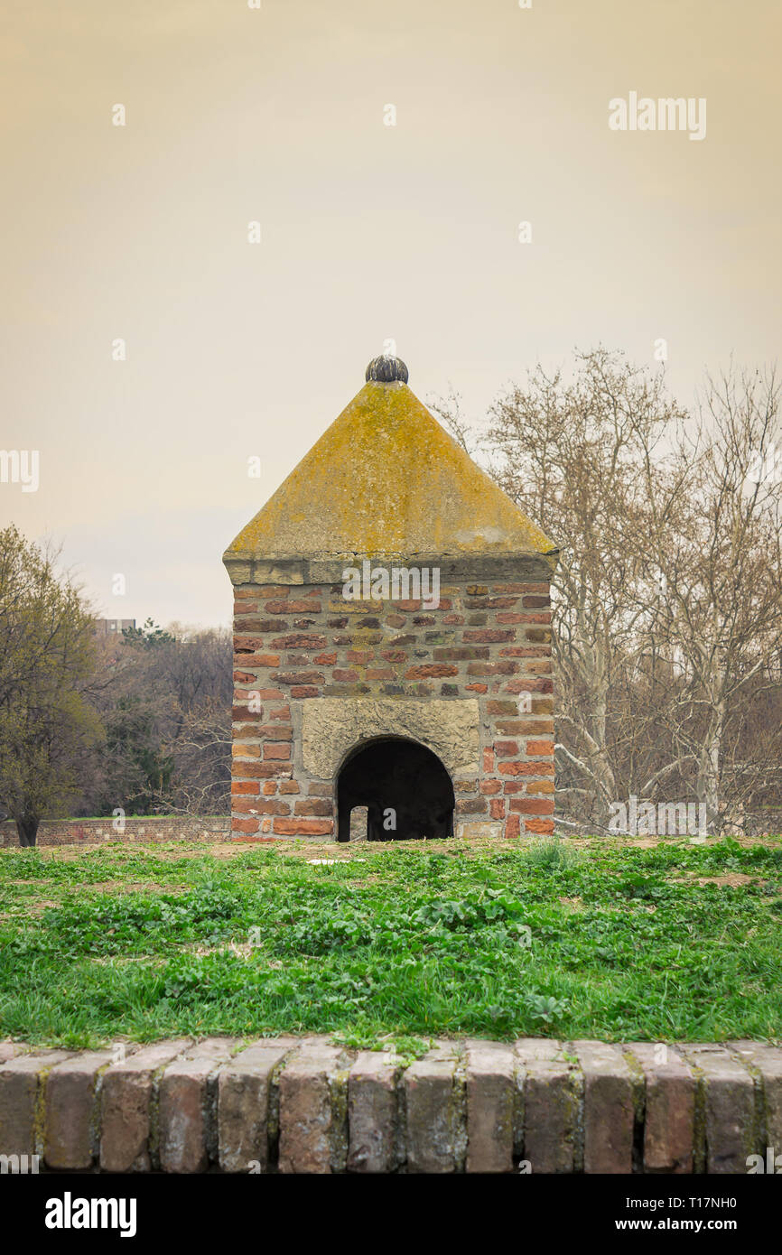 Close up Details des berühmten der Belgrader Festung Kalemegdan in Serbien während der Goldenen Stunde Stockfoto