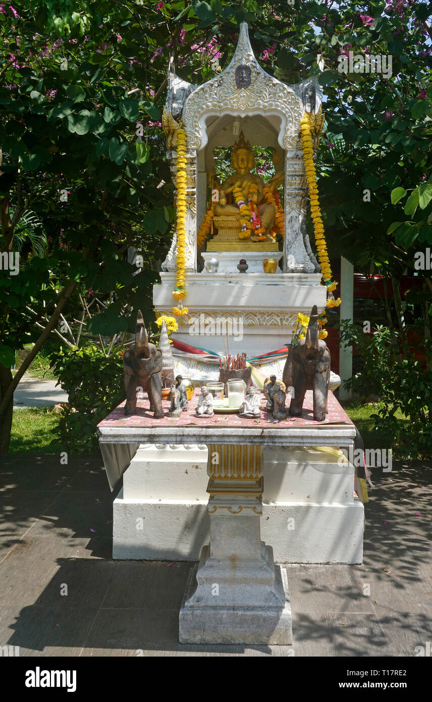 San Phra Phum, spirit House, Heiligtum der schützenden Geist des Ortes, Koh Samui, Surat Thani, Golf von Thailand, Thailand Stockfoto