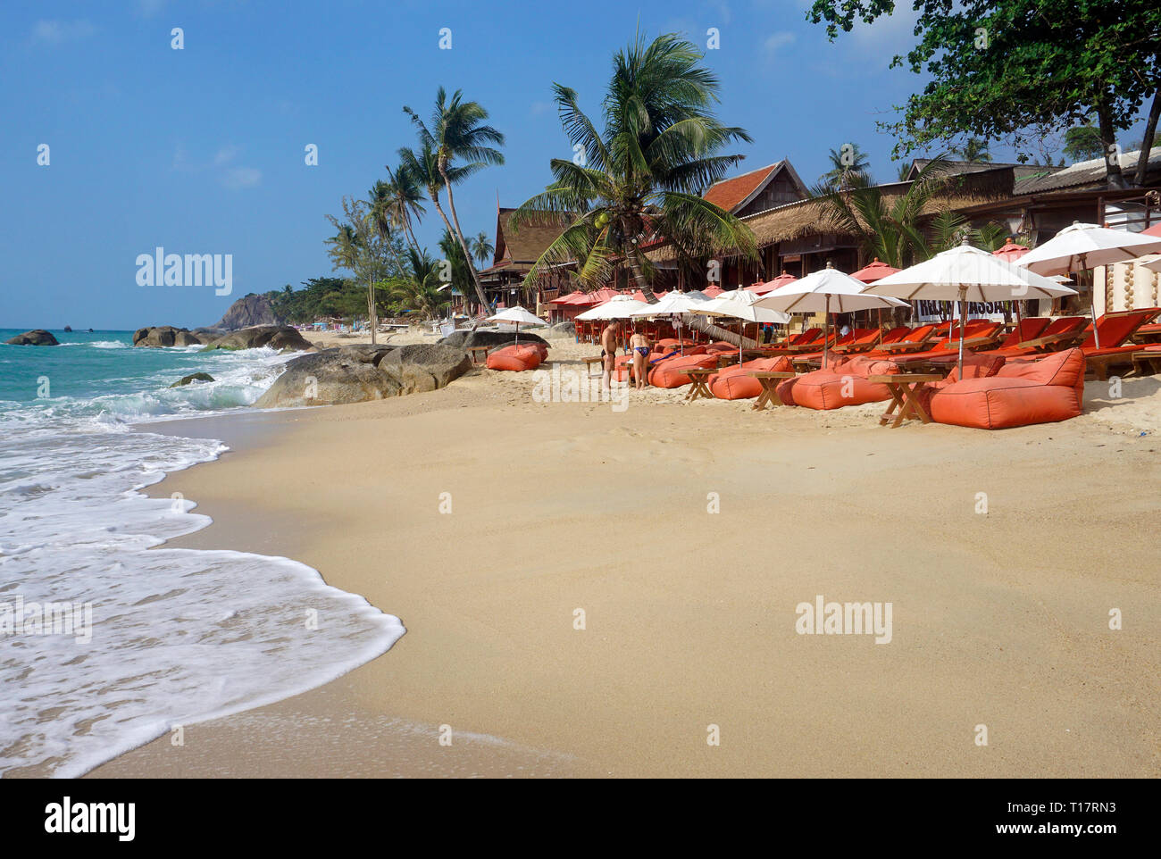 Black Pearl, eine Bar und ein Restaurant am Lamai Beach, Koh Samui, Golf von Thailand, Thailand Stockfoto
