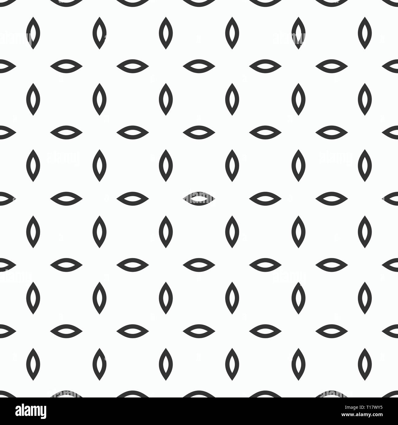 Zusammenfassung nahtlose Muster. Stilisiertem Blütenblätter. Elegante Textur. Einfache geometrische Verzierung. Vektor monochromen Hintergrund. Stock Vektor
