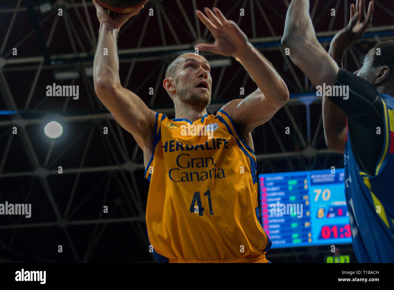 Andorra. 24. März, 2019. Andorra La Vella, Andorra Spieler in Aktion in der Liga ACB Endesa Übereinstimmung zwischen Mora Banc Andorra BC und Herbalife Gran Canaria, Endstand 99 - 85, am 24. März 2019, in Andorra. Quelle: Martin Silva Cosentino/Alamy leben Nachrichten Stockfoto