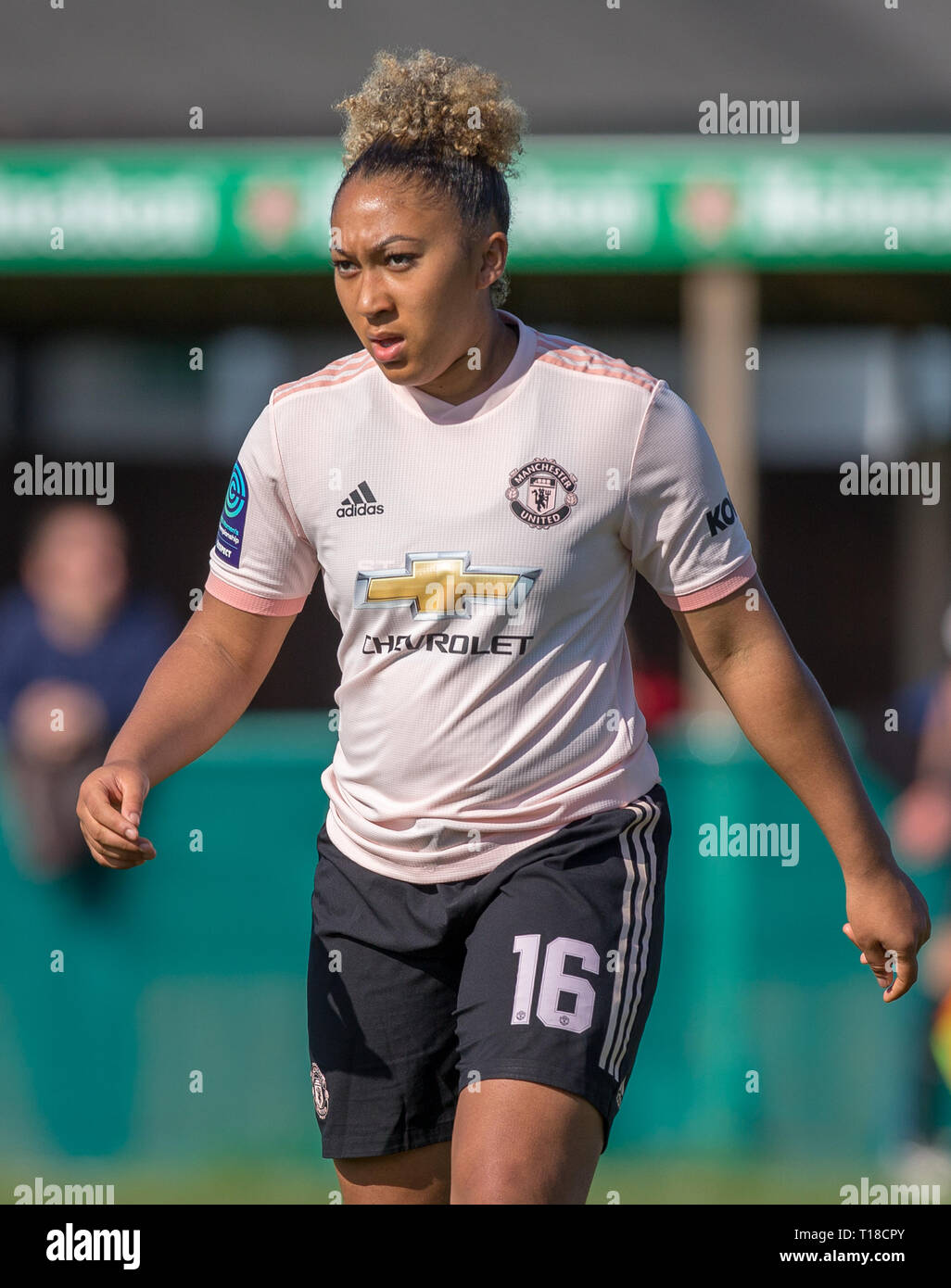 Dartford, Kent, Großbritannien. 24. März, 2019. Lauren James von Man Utd Frauen während der FAWSL 2 Übereinstimmung zwischen Charlton Athletic Frauen und Manchester United Frauen am Oakwood, Alte Rd, Crayford, Dartford, Kent, DA1 4DN am 24. März 2019. Foto von Andy Rowland. Credit: Andrew Rowland/Alamy leben Nachrichten Stockfoto