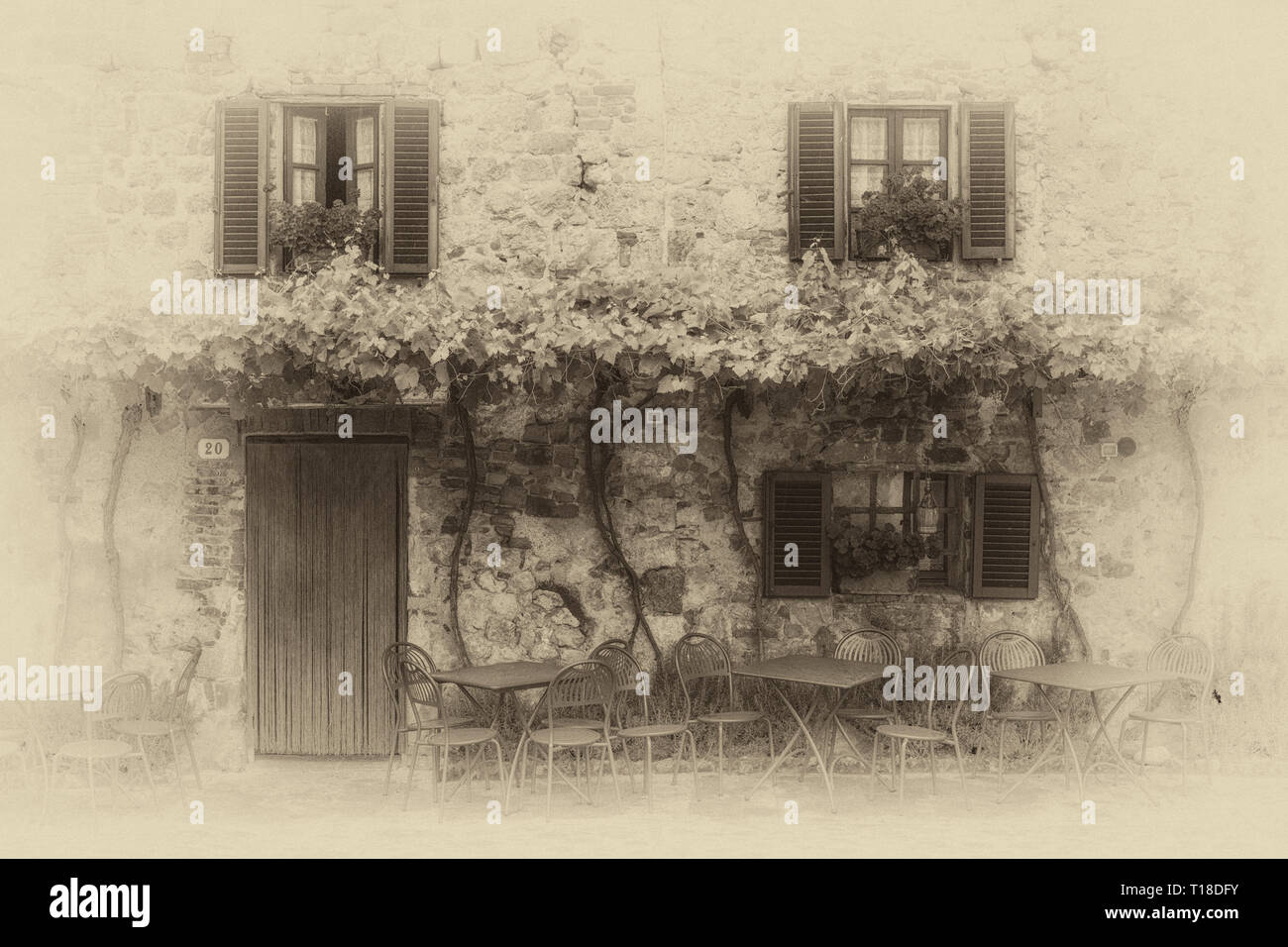 Ein Weingut in der Toskana, Italien. Stockfoto