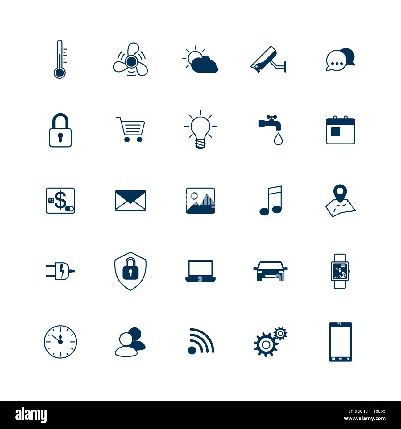 Smart house Symbole gesetzt. Internet der Dinge Konzept. Smart Home element System. Vector Illustration Stock Vektor